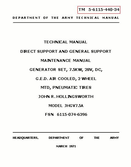 TM 5-6115-440-34 Technical Manual